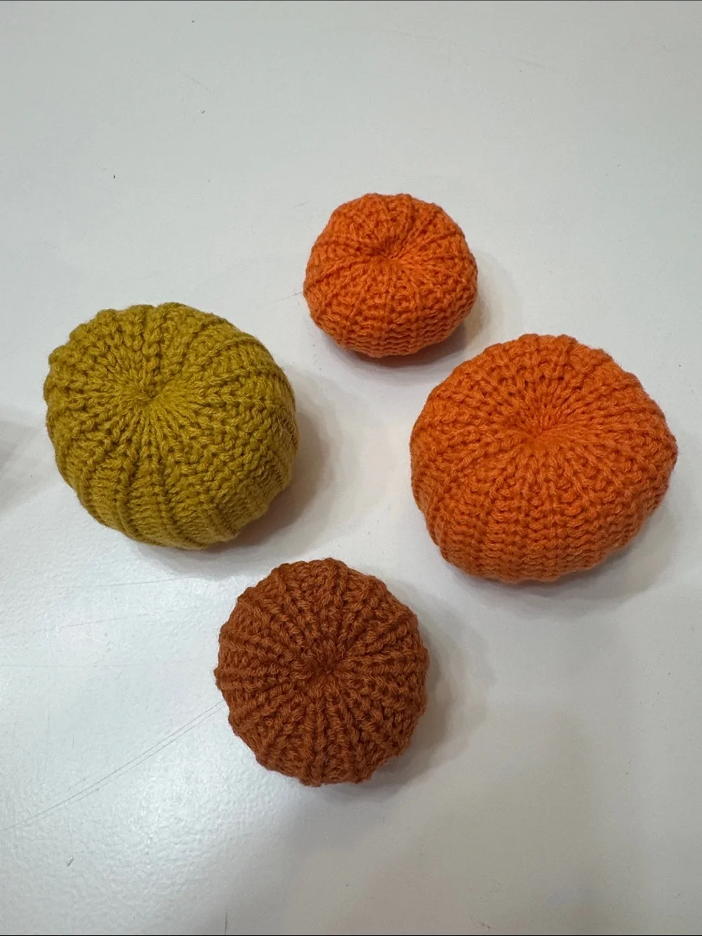Handmade Knit Pumpkin Décor Set - Orange, Rust, Mustard - Set of 4 #9
